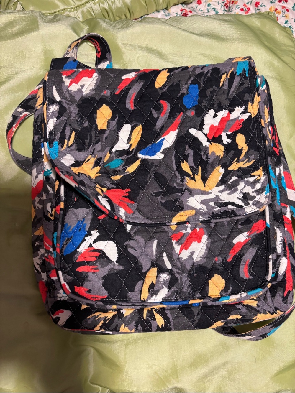 Vera Bradley Black Quilted Crossbody with Multicolor Brushstroke Print/wallet